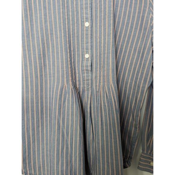 Lauren Ralph Lauren Size M Front Pleats 3/4 Button Up Band Collar Blue S… - Picture 4 of 9